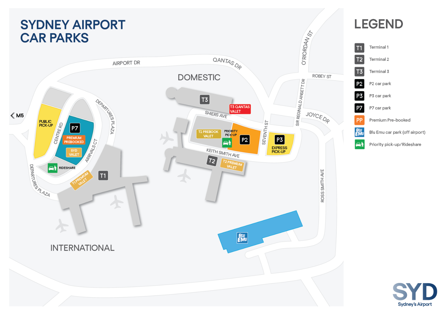 Sydney Airport Parking Map Domestic International BluEmu
