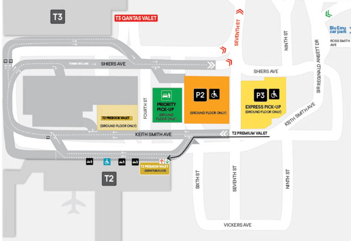 Qantas Valet parking map