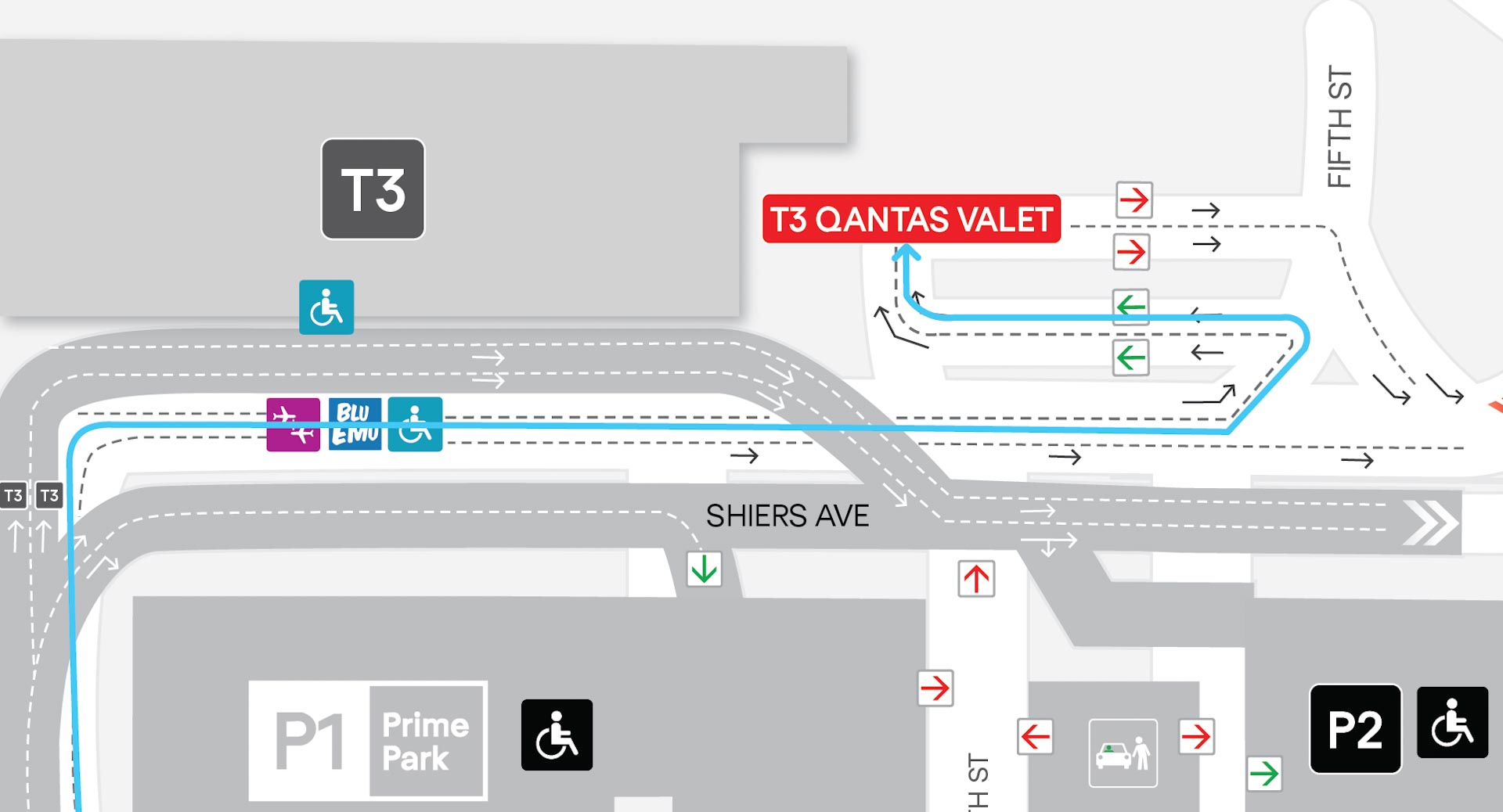 Qantas Valet parking map