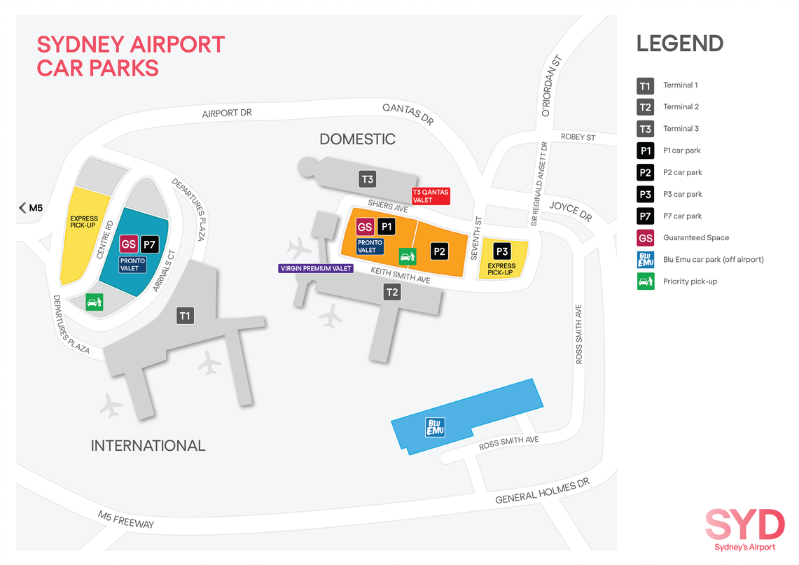 Sydney International Airport Map Parking Map