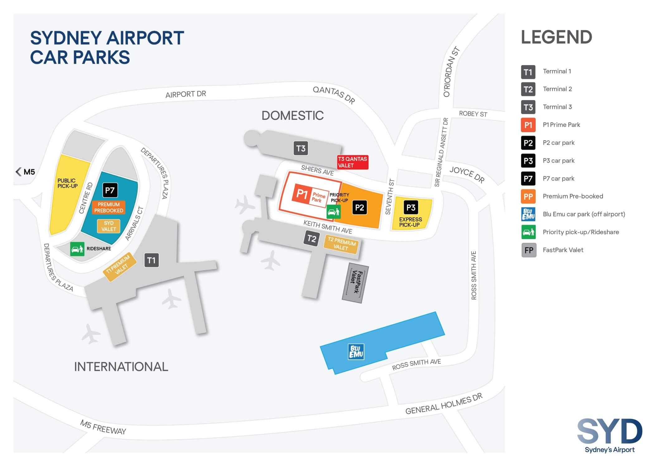 Sydney Airport Parking Map Domestic International BluEmu